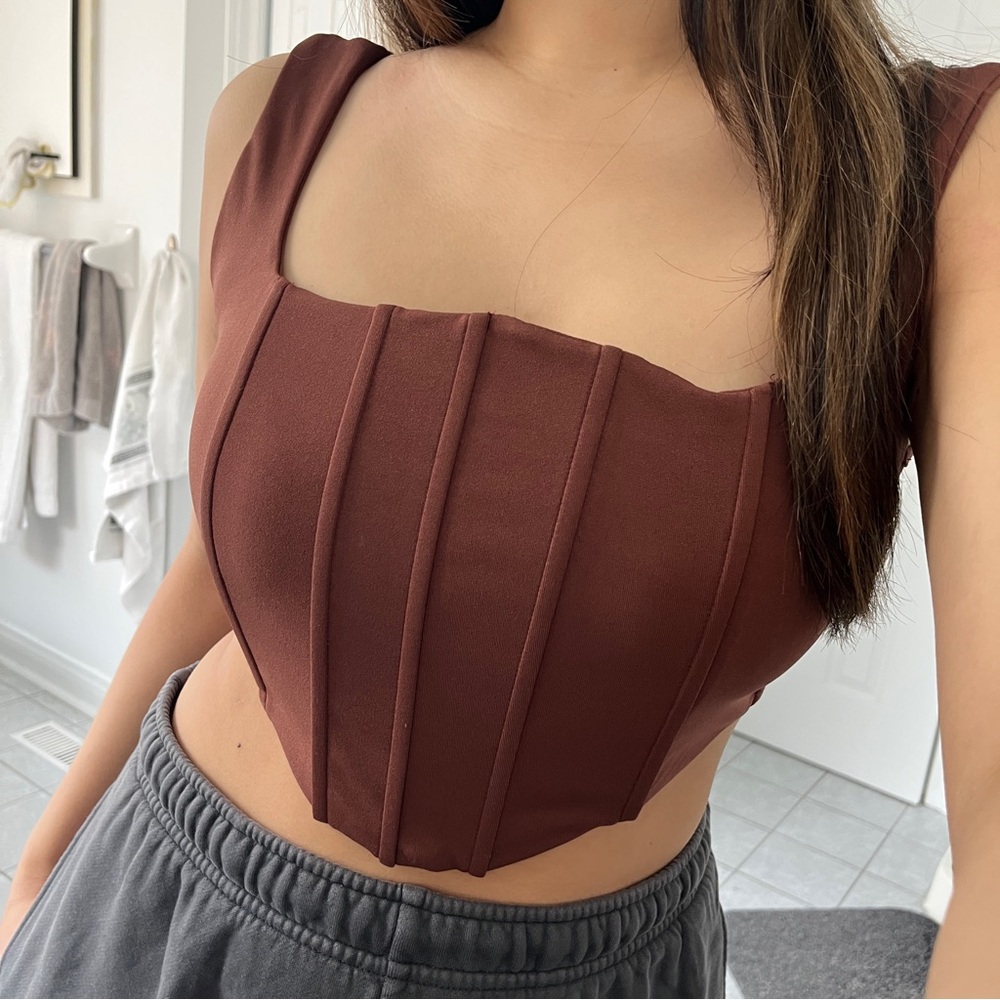 brown corset crop top